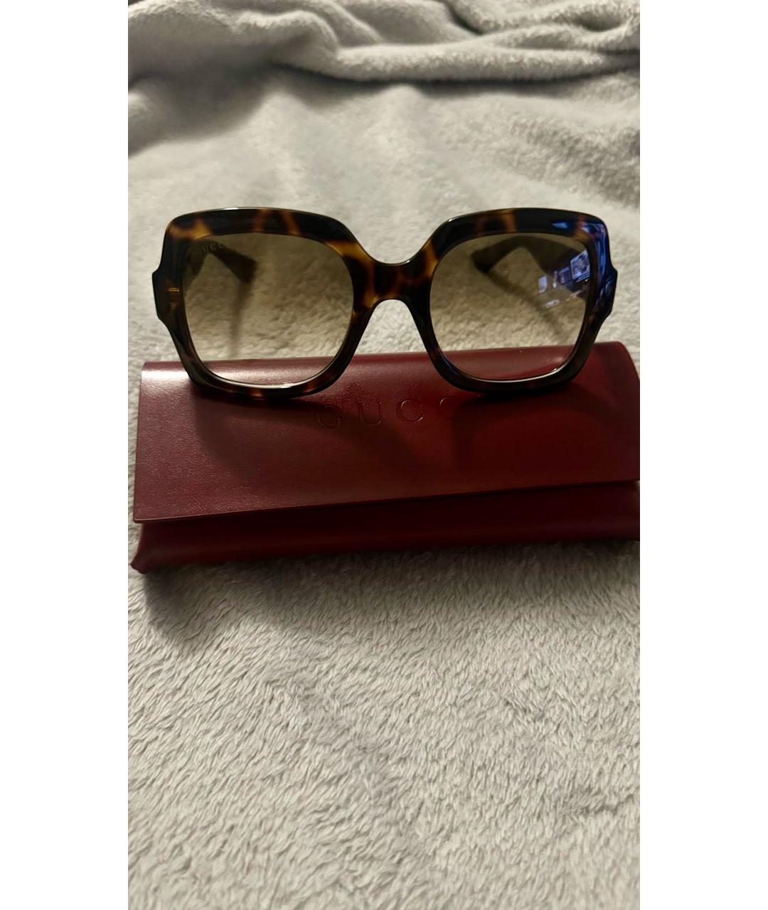 GUCCI Коричневые пластиковые солнцезащитные очки, фото 9