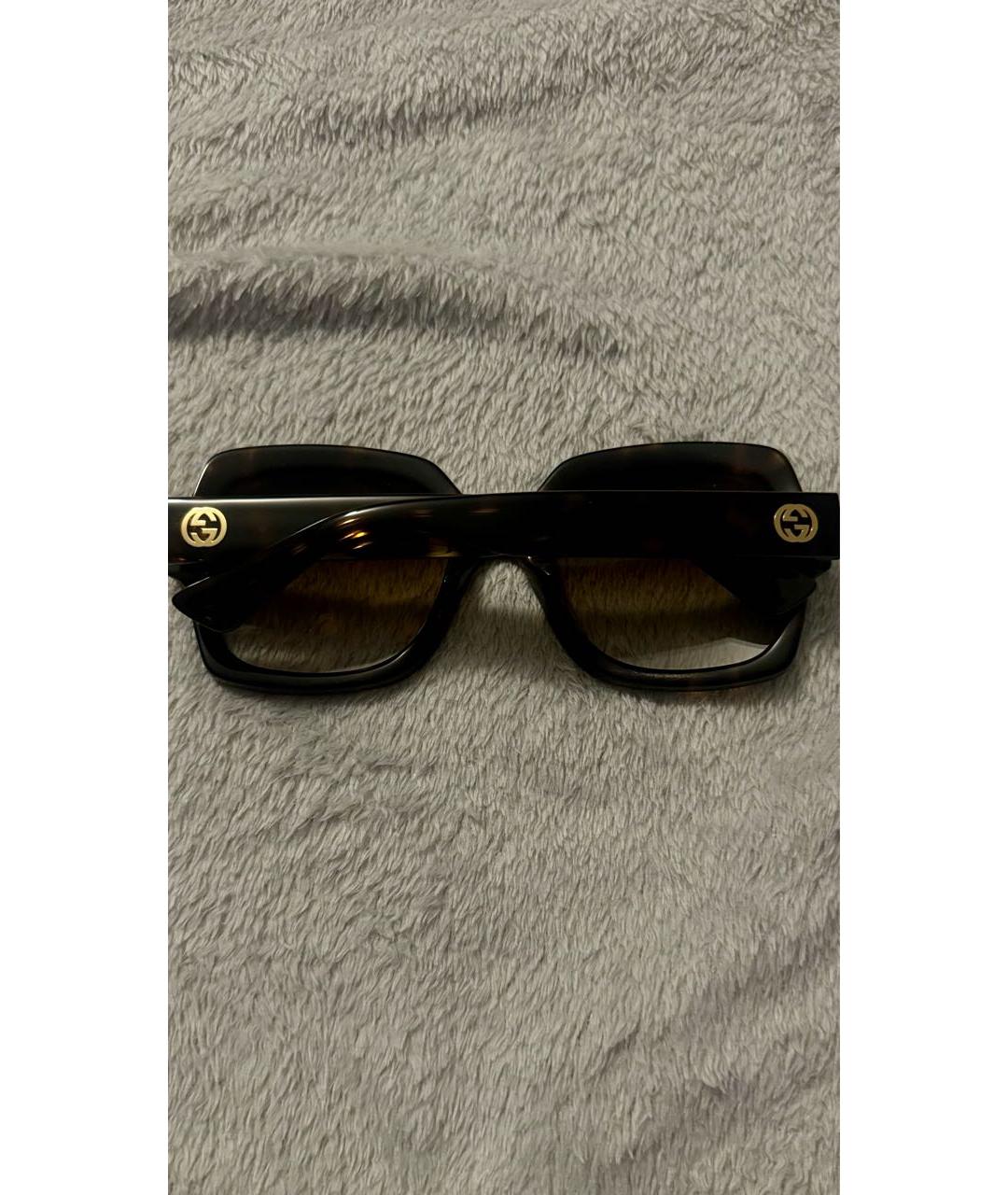 GUCCI Коричневые пластиковые солнцезащитные очки, фото 7