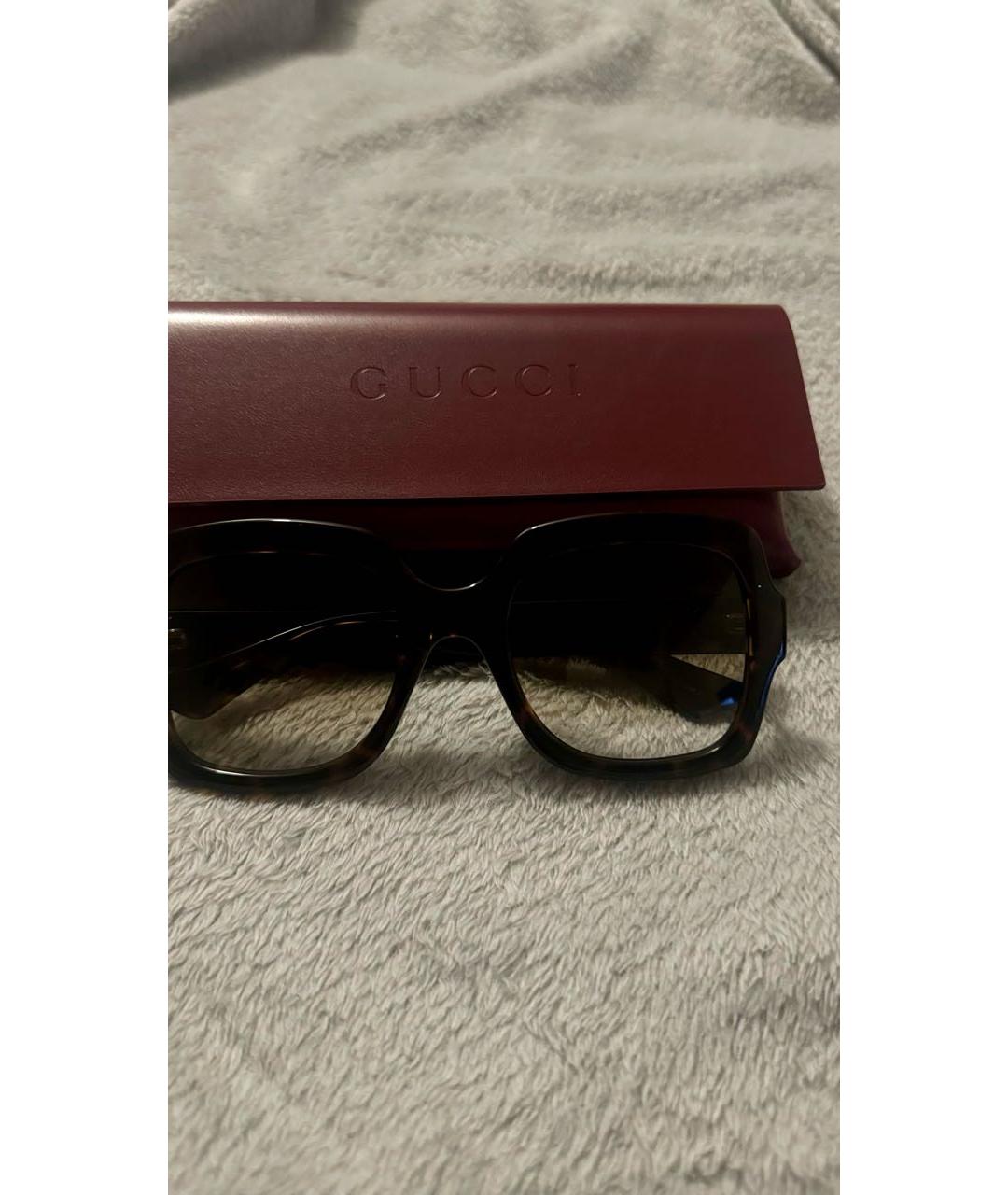 GUCCI Коричневые пластиковые солнцезащитные очки, фото 4