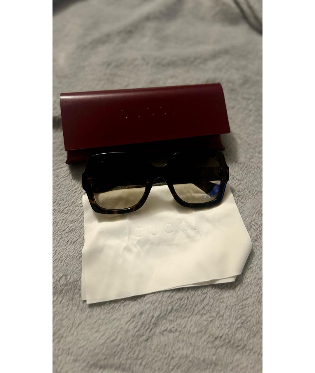 GUCCI Коричневые пластиковые солнцезащитные очки, фото 5