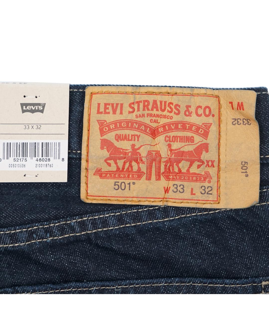 LEVI'S Темно-синие хлопковые прямые джинсы, фото 6