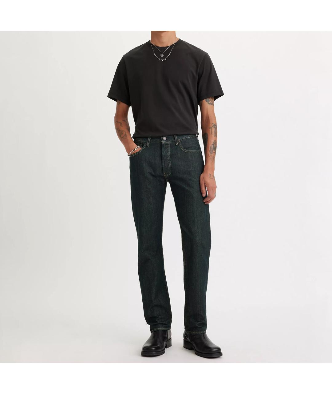 LEVI'S Темно-синие хлопковые прямые джинсы, фото 7