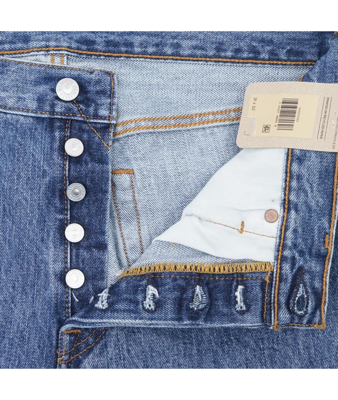 LEVI'S Голубые хлопковые прямые джинсы, фото 2