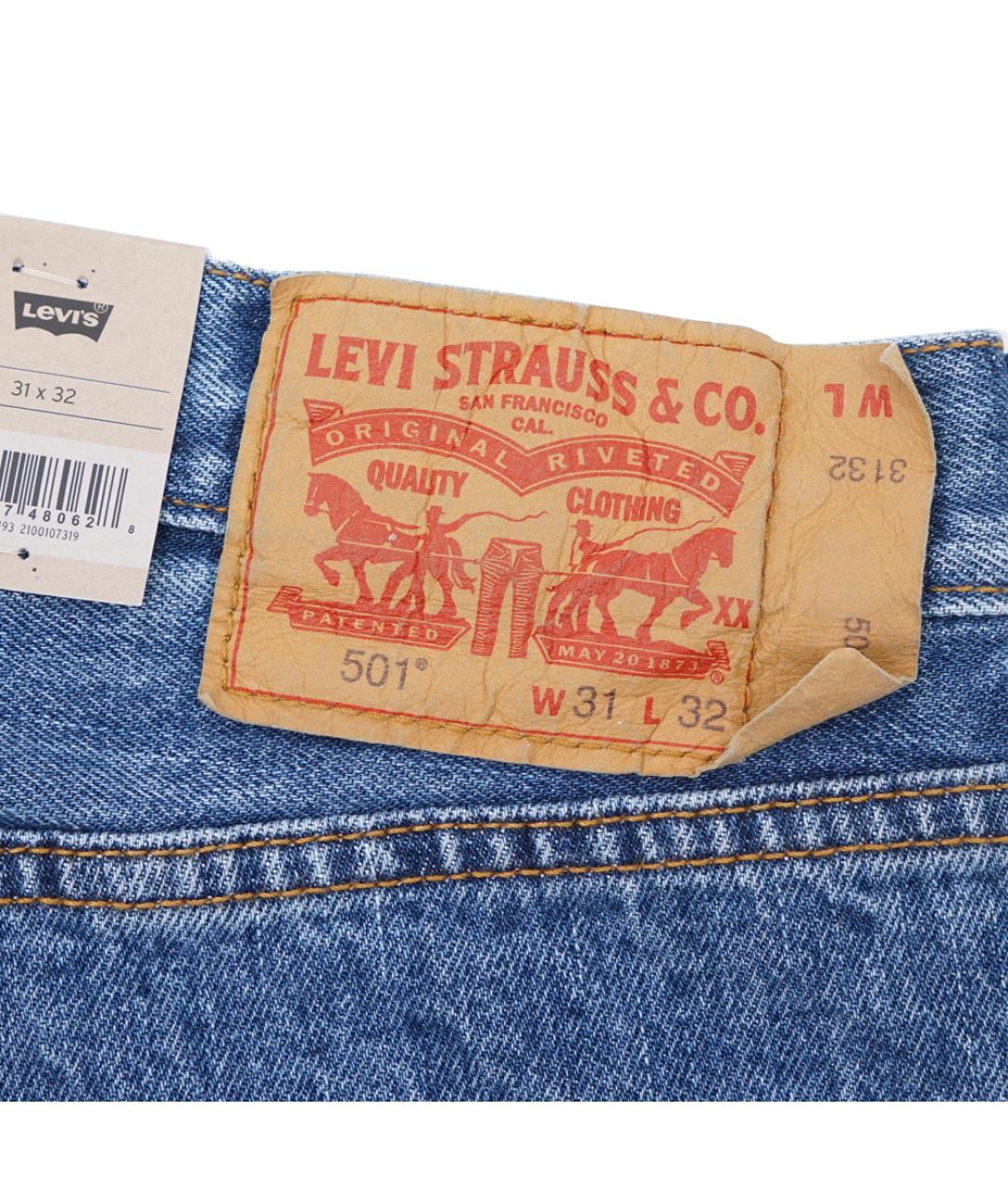 LEVI'S Голубые хлопковые прямые джинсы, фото 6