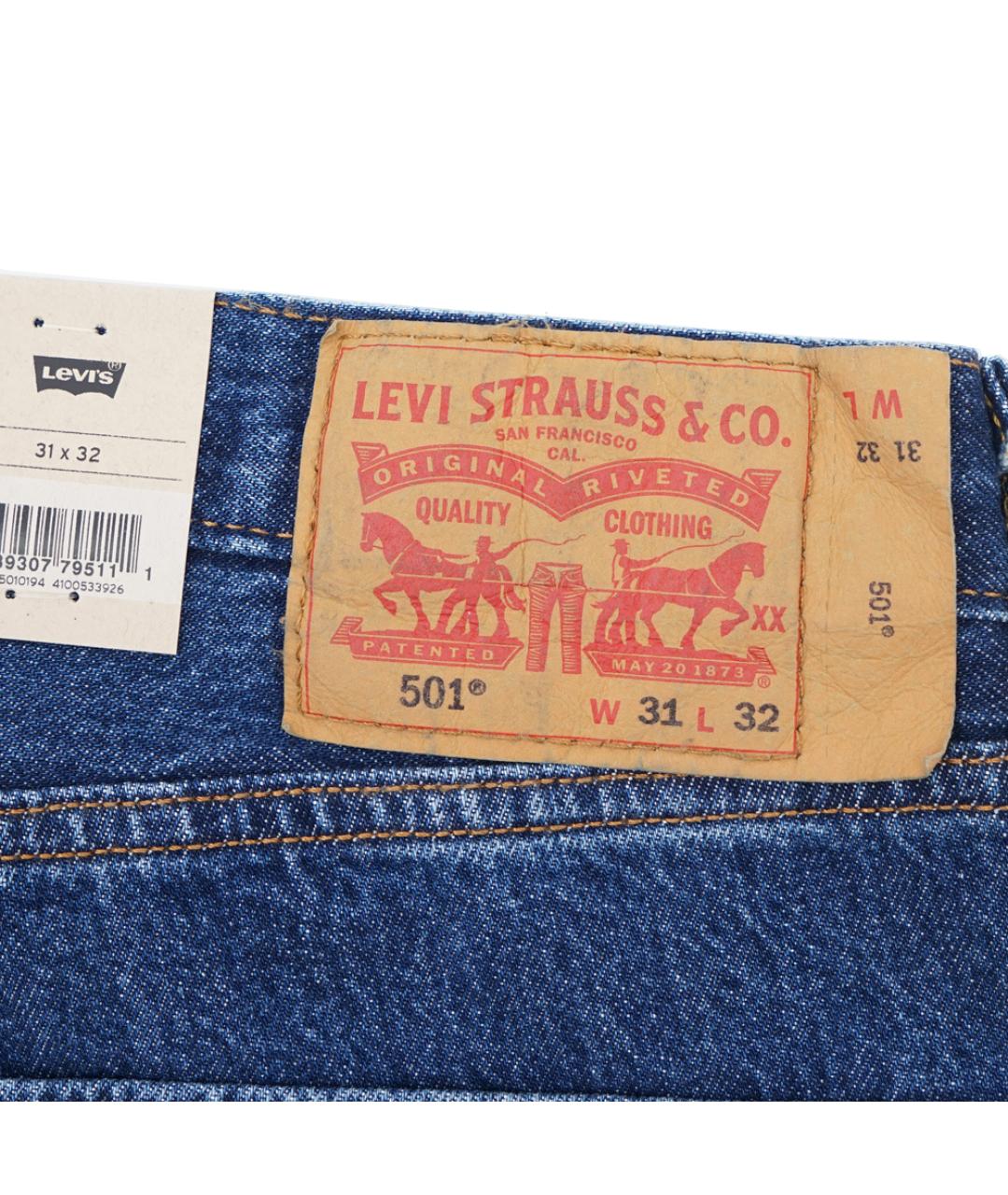 LEVI'S Синие хлопковые прямые джинсы, фото 6