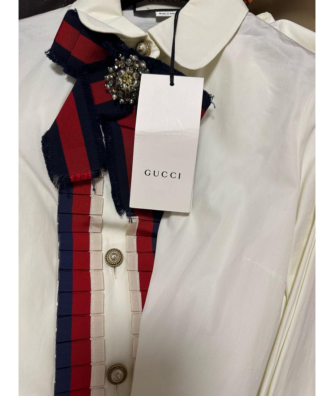 GUCCI Белая хлопковая рубашка, фото 3