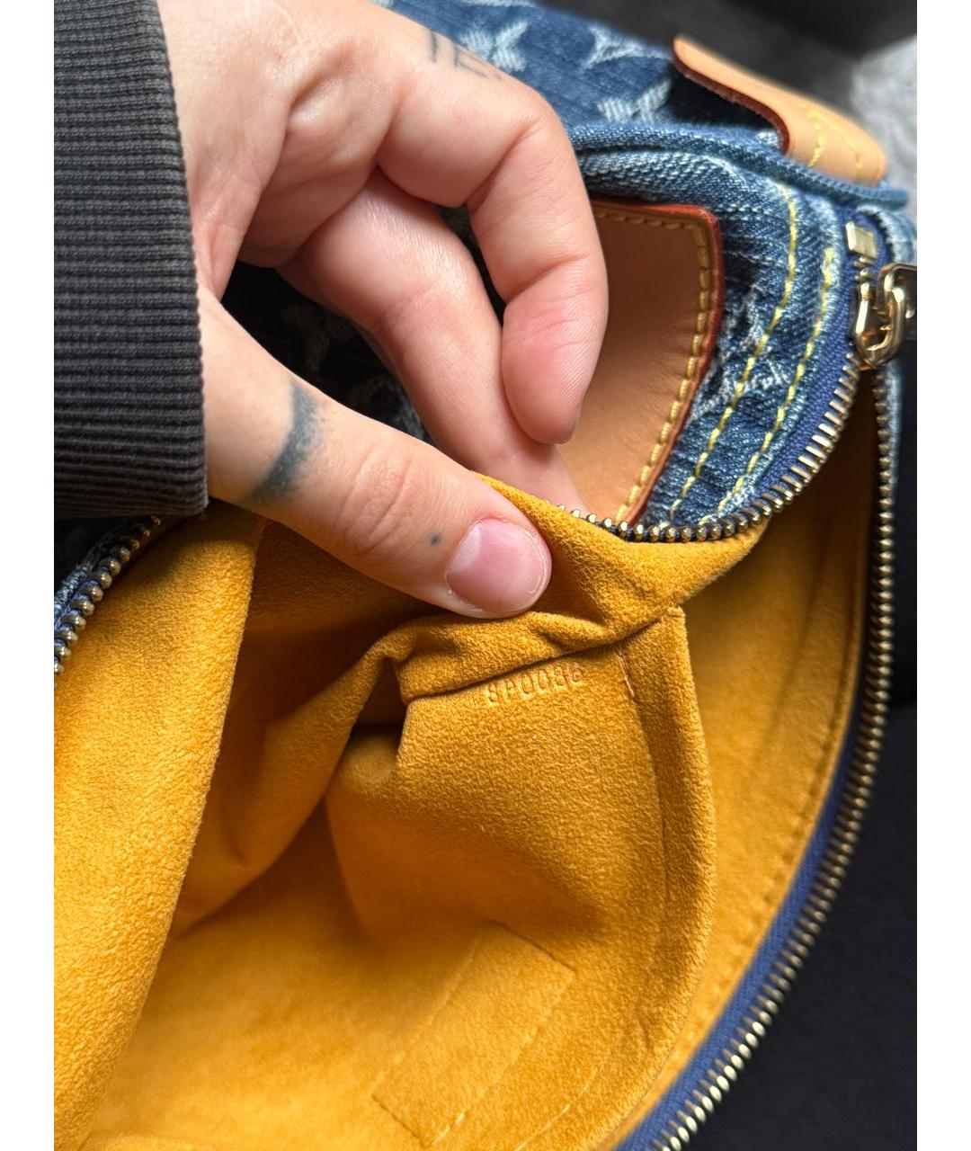 LOUIS VUITTON Синяя деним сумка с короткими ручками, фото 5