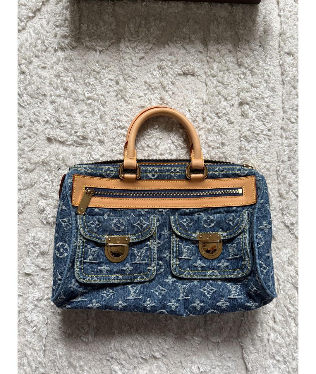 LOUIS VUITTON Синяя деним сумка с короткими ручками, фото 2