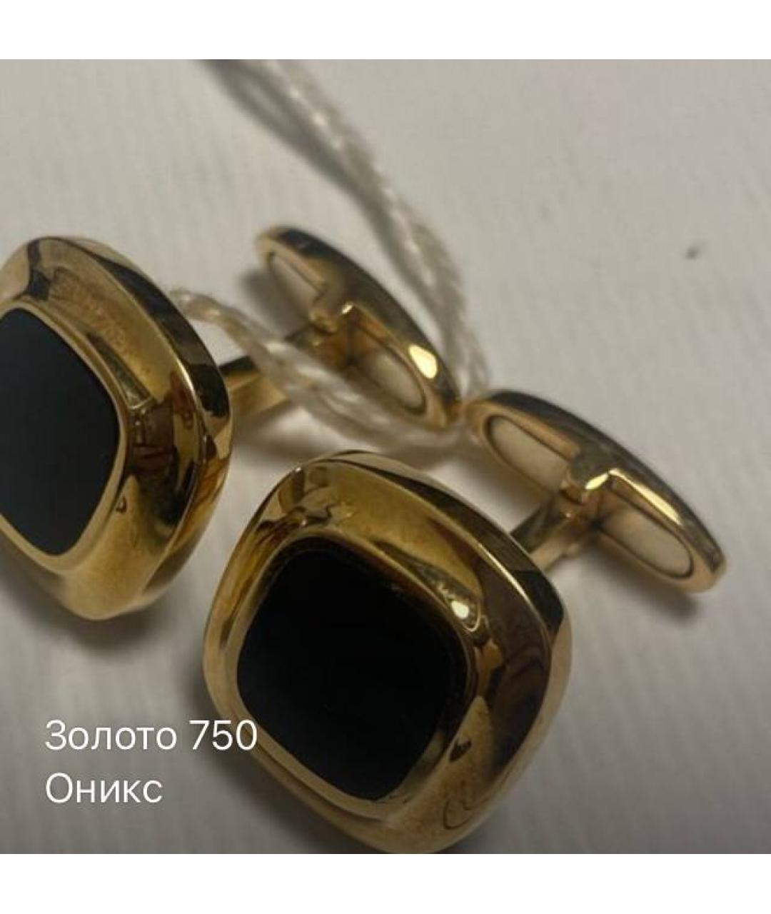 GUCCI Черные запонки из желтого золота, фото 4