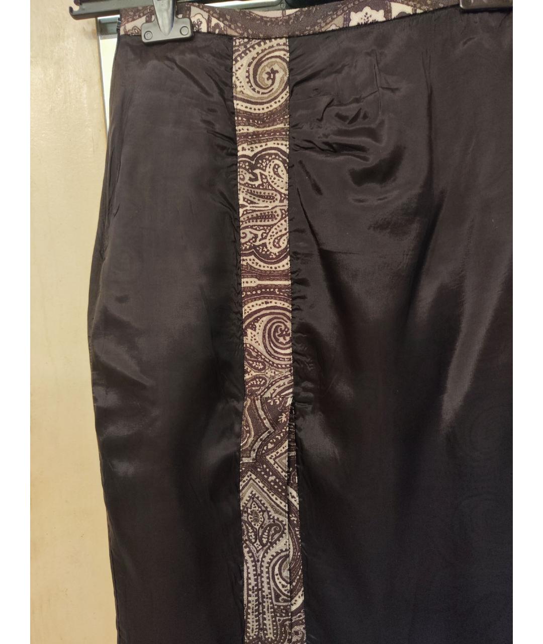 ETRO Коричневая шерстяная юбка миди, фото 7