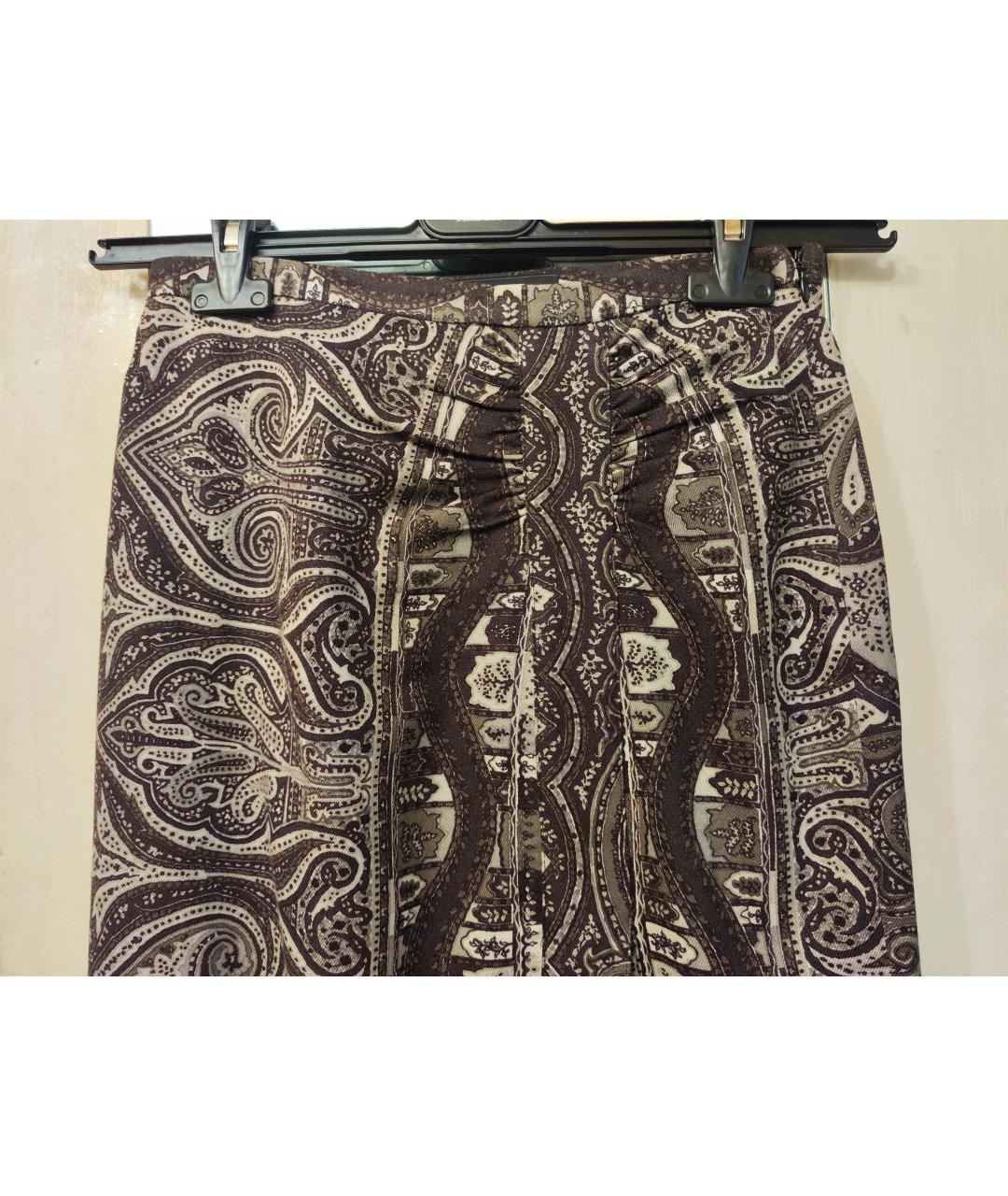 ETRO Коричневая шерстяная юбка миди, фото 5