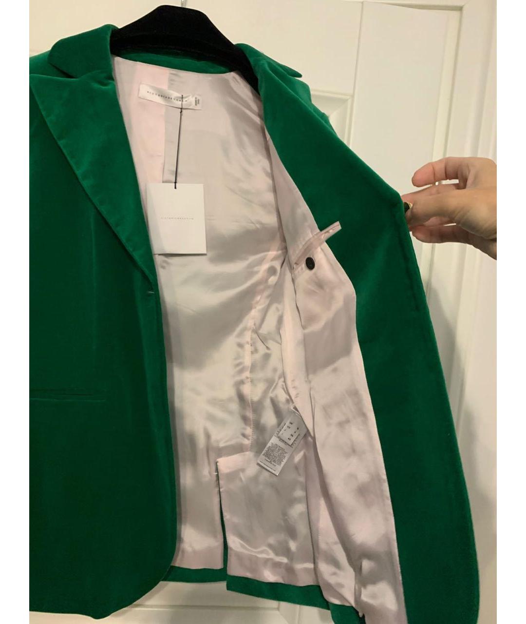 VICTORIA BECKHAM Зеленый бархатный жакет/пиджак, фото 5
