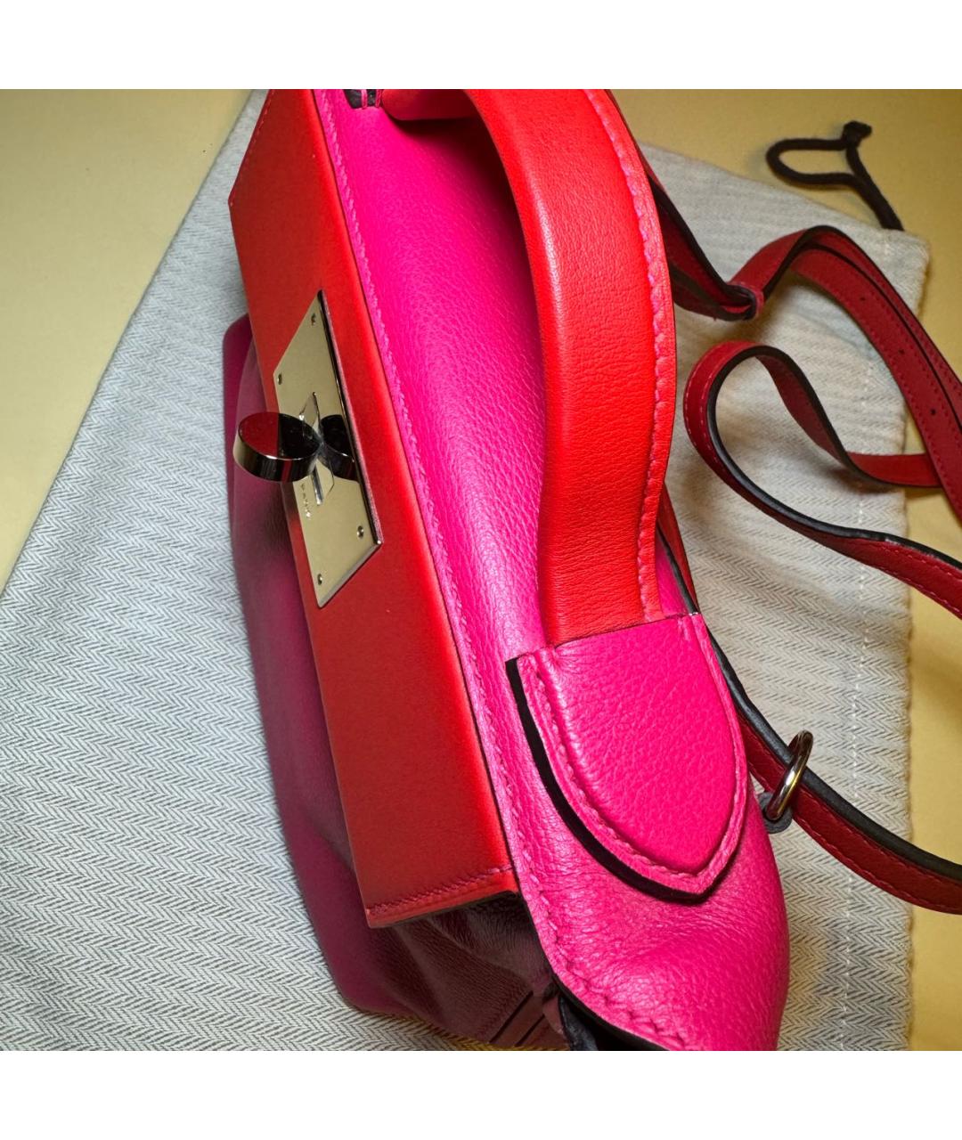HERMES Фуксия кожаная сумка через плечо, фото 4