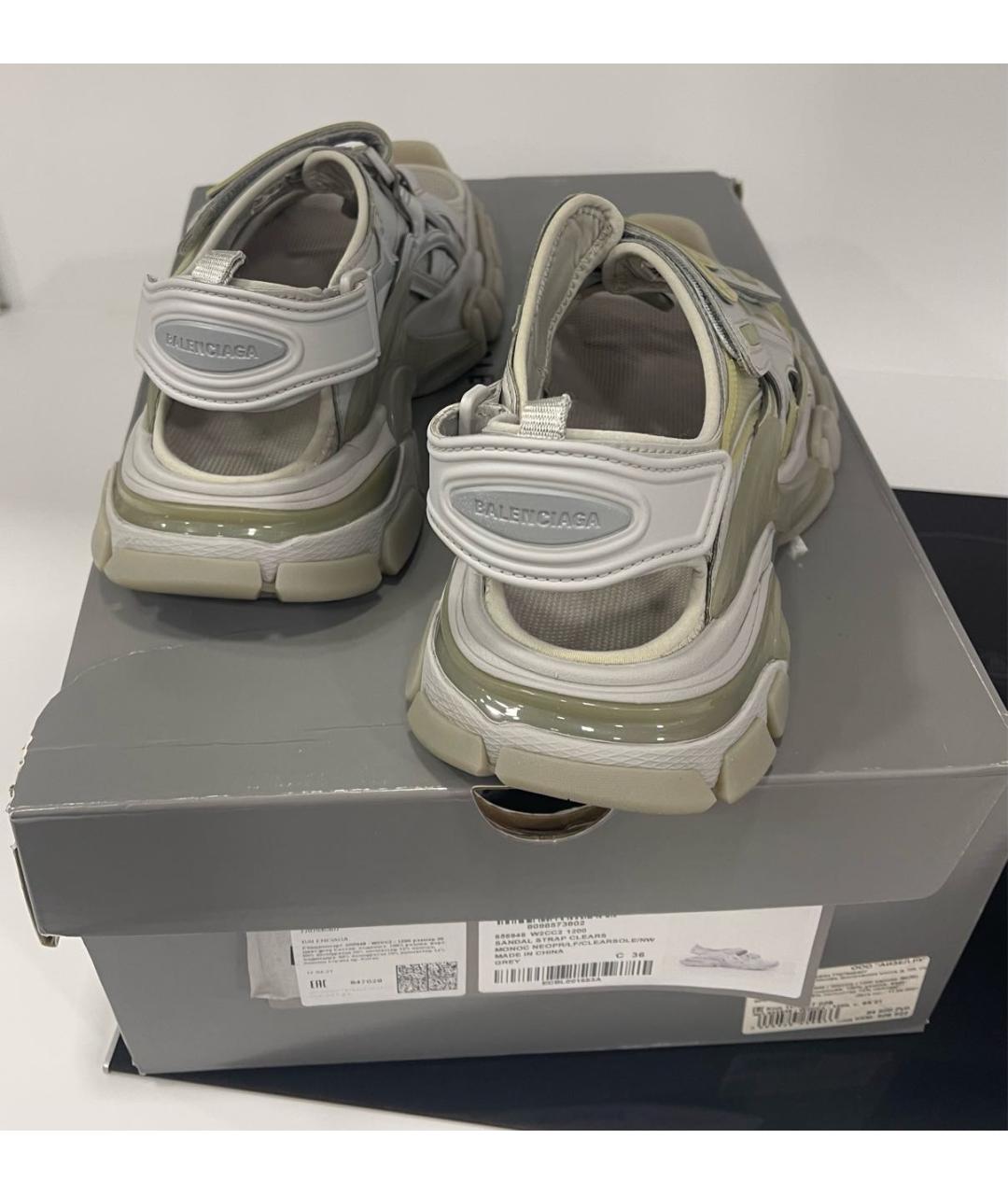 BALENCIAGA Серые синтетические сандалии, фото 3