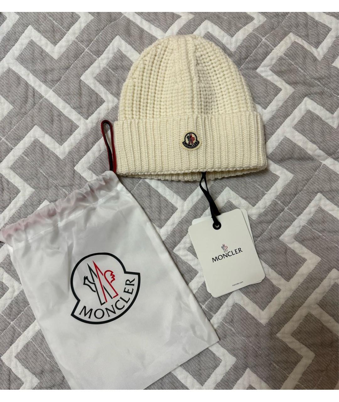 MONCLER Бежевая шерстяная шапка, фото 5