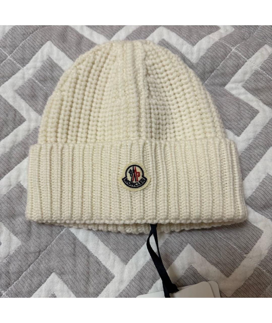 MONCLER Бежевая шерстяная шапка, фото 6