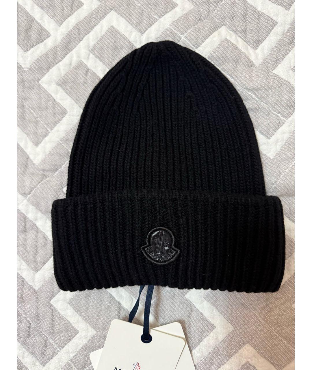 MONCLER Черная шерстяная шапка, фото 5