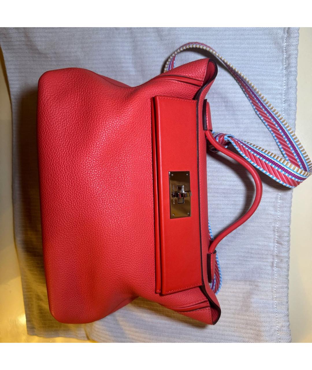 HERMES Оранжевая кожаная сумка с короткими ручками, фото 2