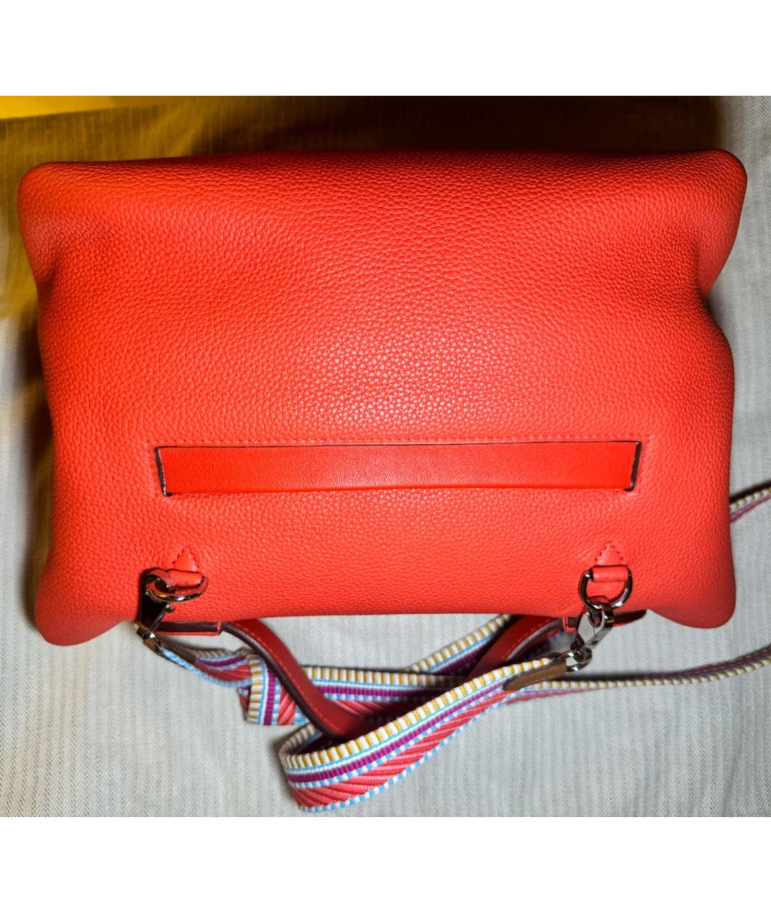 HERMES Оранжевая кожаная сумка с короткими ручками, фото 3