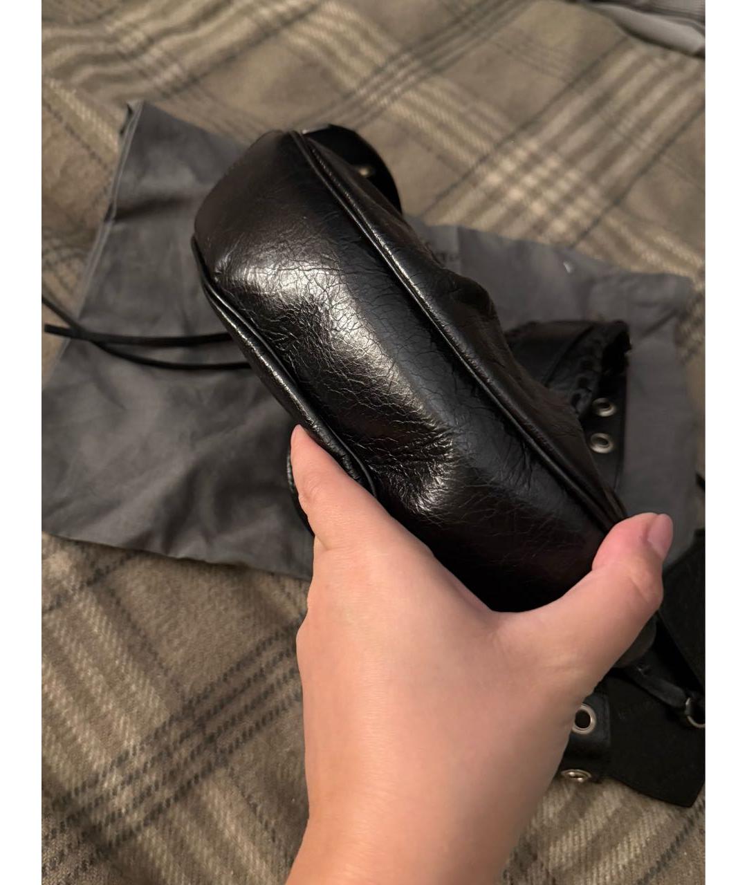 BALENCIAGA Черная кожаная сумка через плечо, фото 4