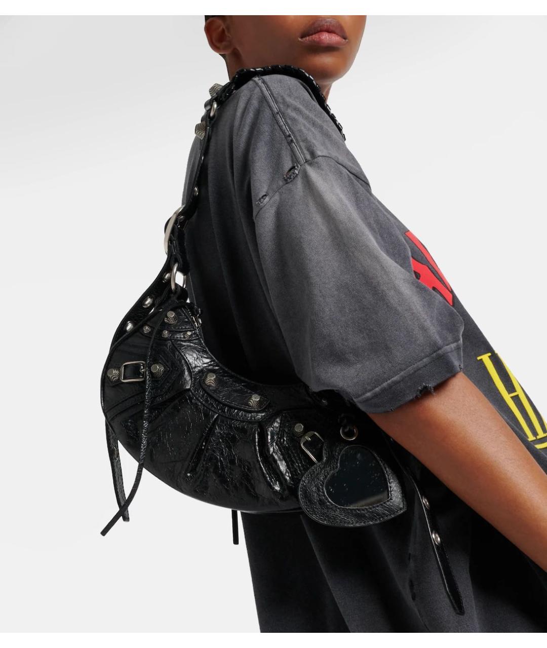 BALENCIAGA Черная кожаная сумка через плечо, фото 6