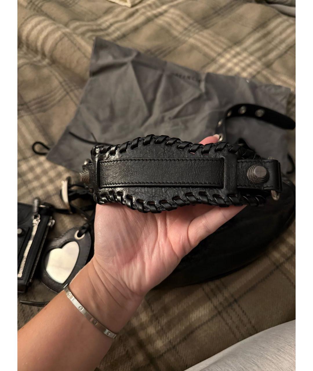 BALENCIAGA Черная кожаная сумка через плечо, фото 2