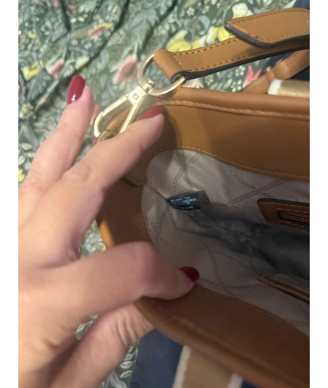 MICHAEL KORS Коричневая кожаная сумка с короткими ручками, фото 5