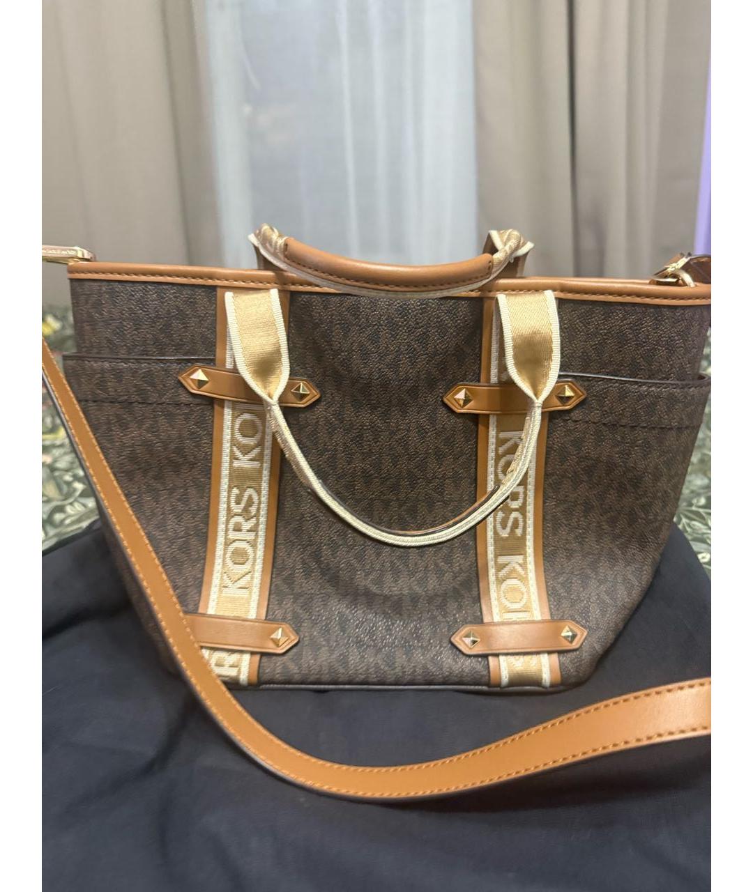 MICHAEL KORS Коричневая кожаная сумка с короткими ручками, фото 3