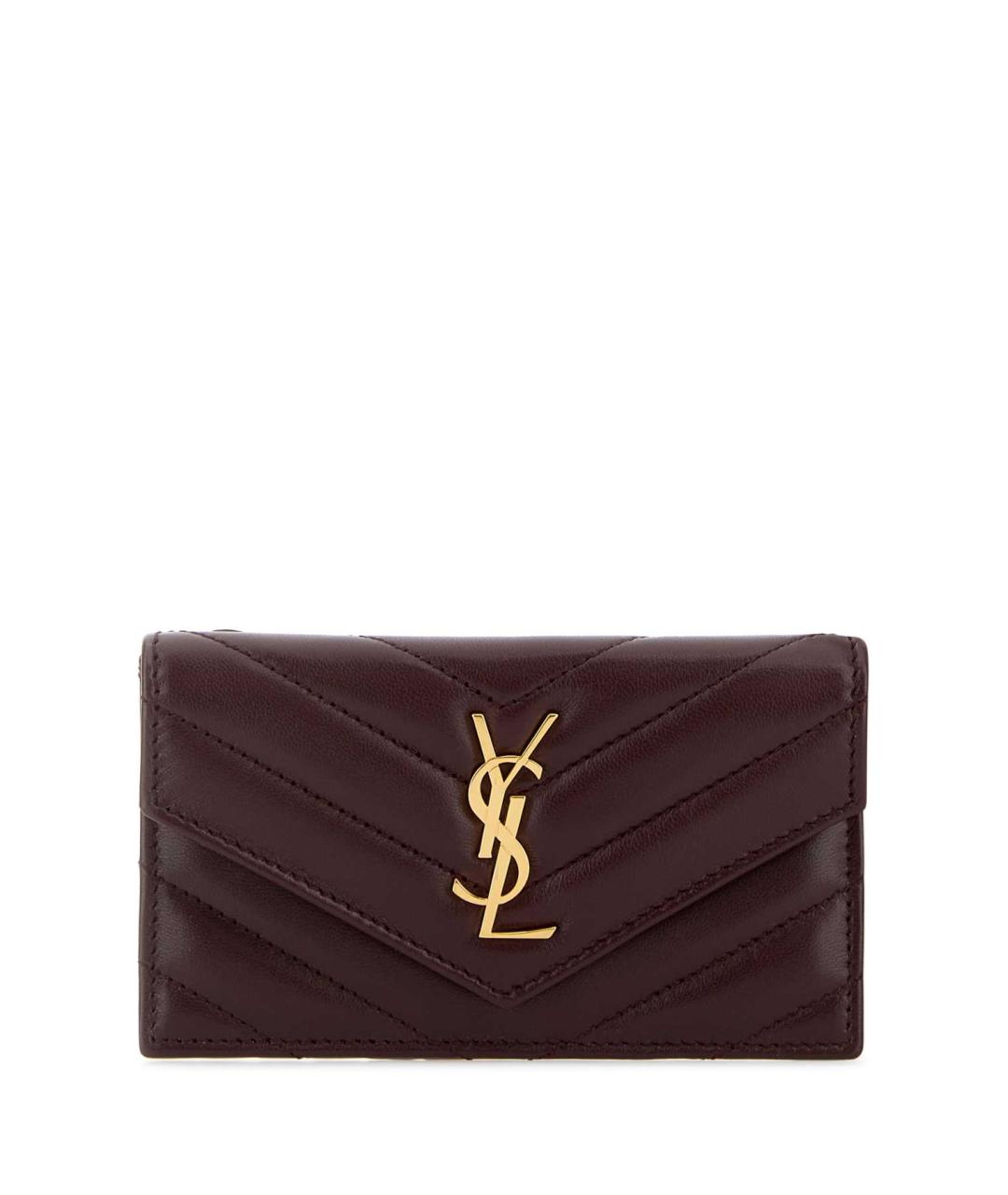 SAINT LAURENT Бордовый кожаный кошелек, фото 1