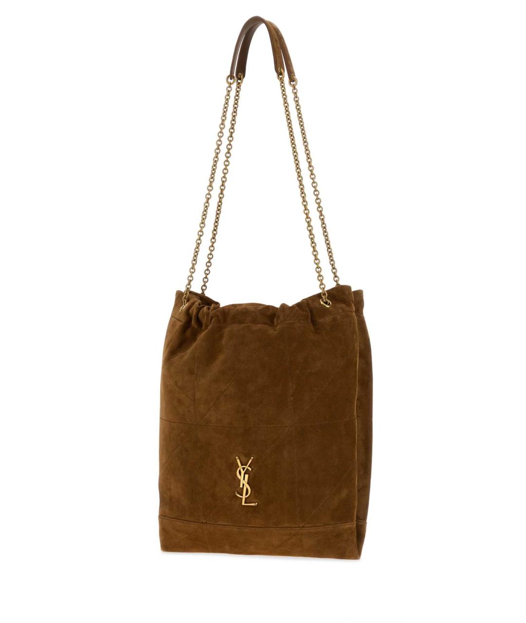 SAINT LAURENT Коричневая замшевая сумка тоут, фото 2