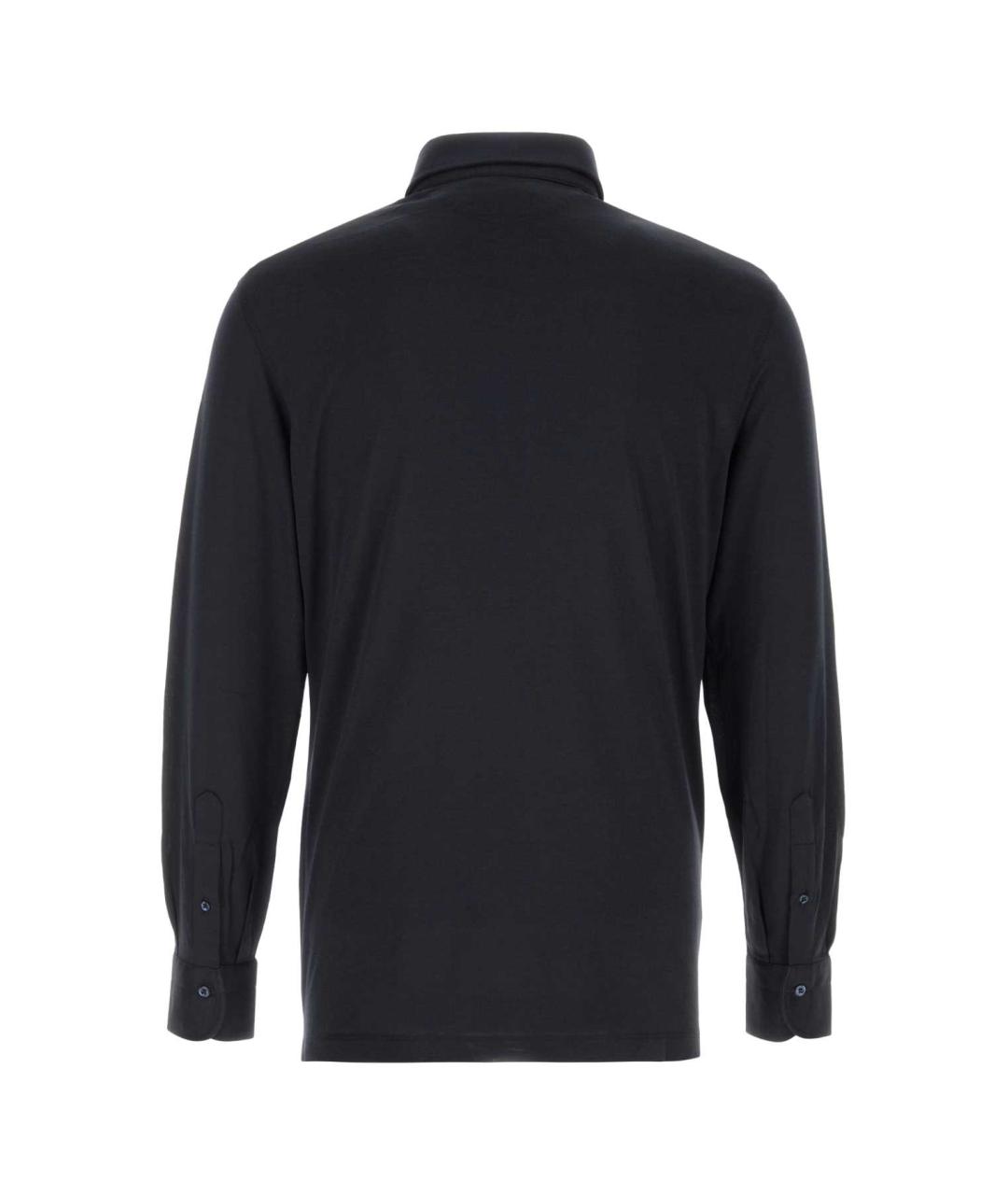 BRUNELLO CUCINELLI Синее хлопковое поло с длинным рукавом, фото 2
