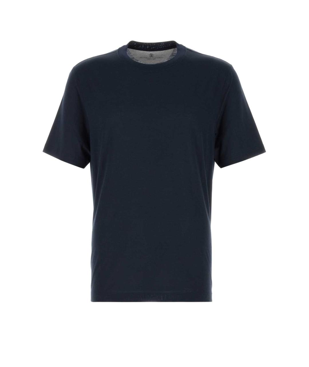 BRUNELLO CUCINELLI Синяя хлопковая футболка, фото 1