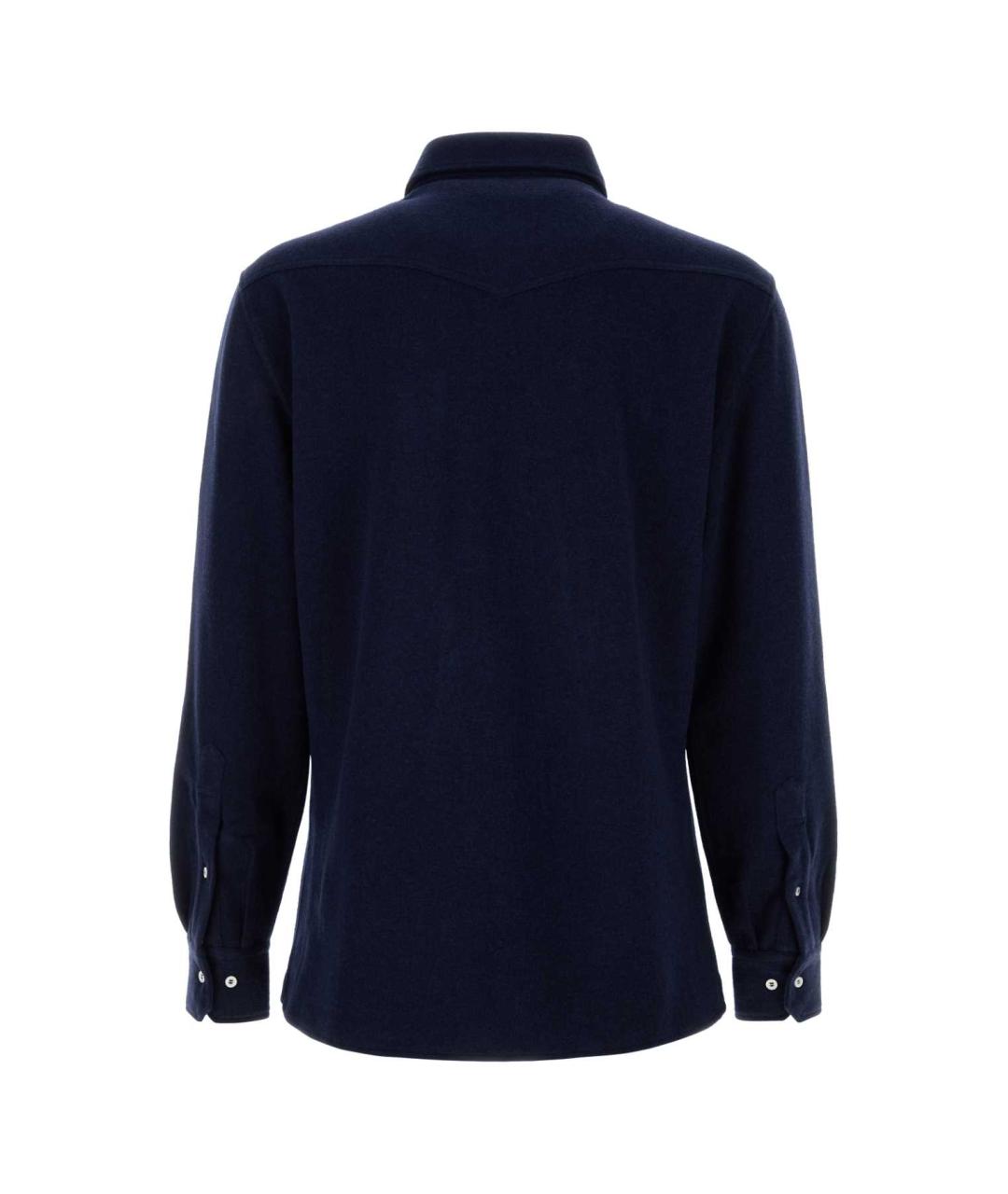 BRUNELLO CUCINELLI Темно-синяя кашемировая кэжуал рубашка, фото 2