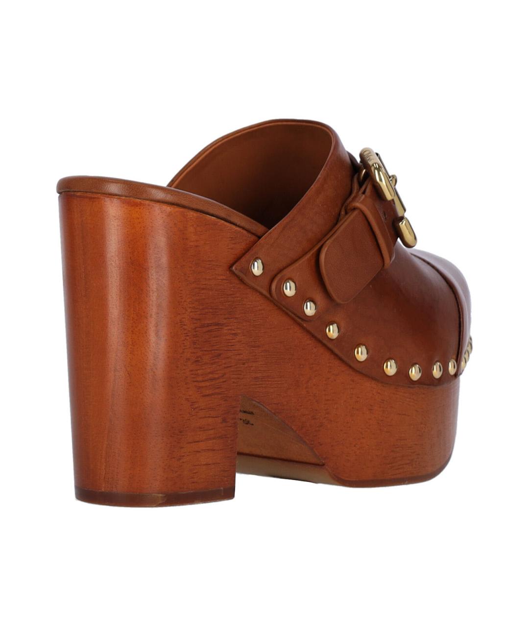 CHLOE Коричневые кожаные мюли, фото 4