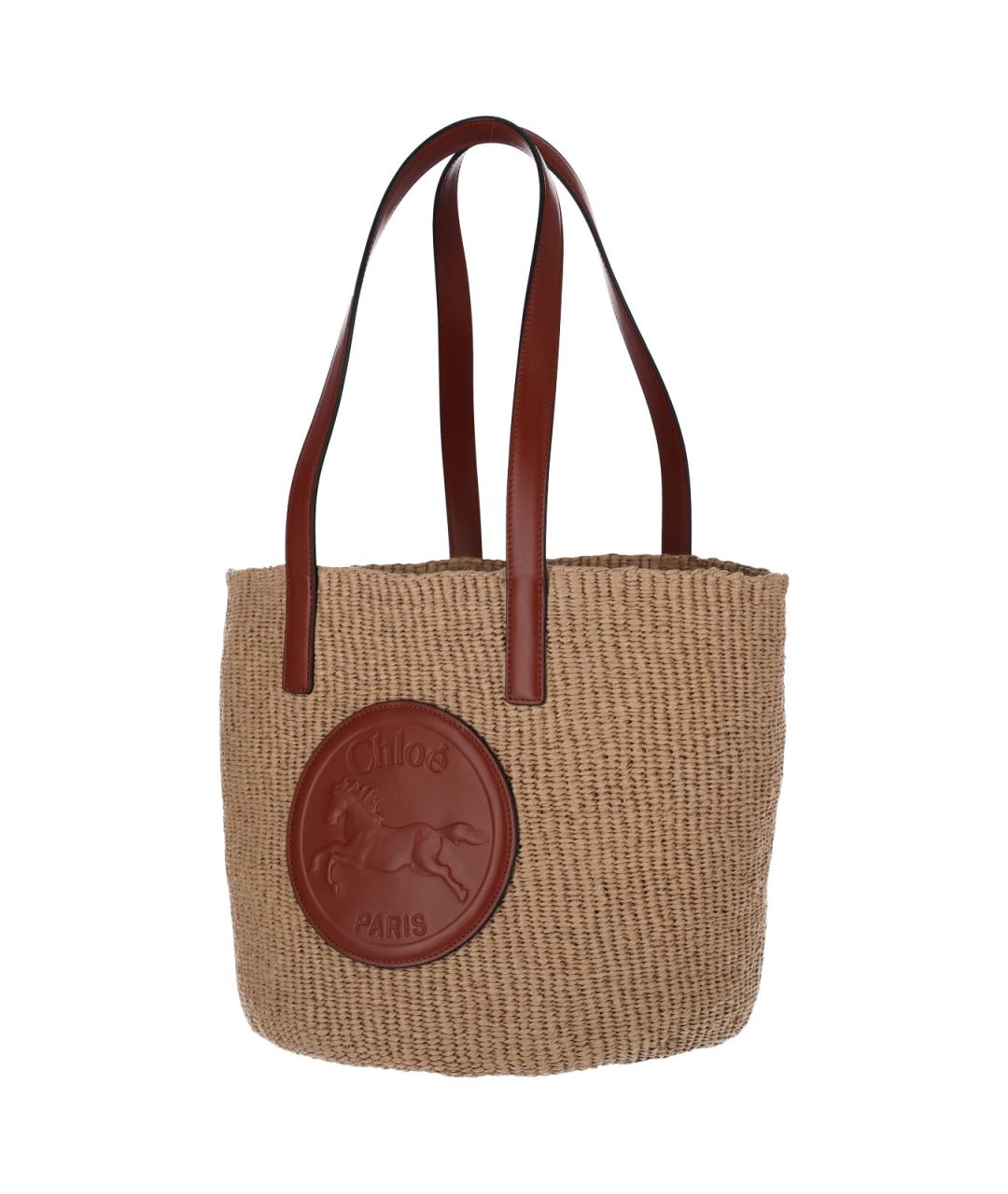 CHLOE Бежевая пелетеная сумка тоут, фото 2