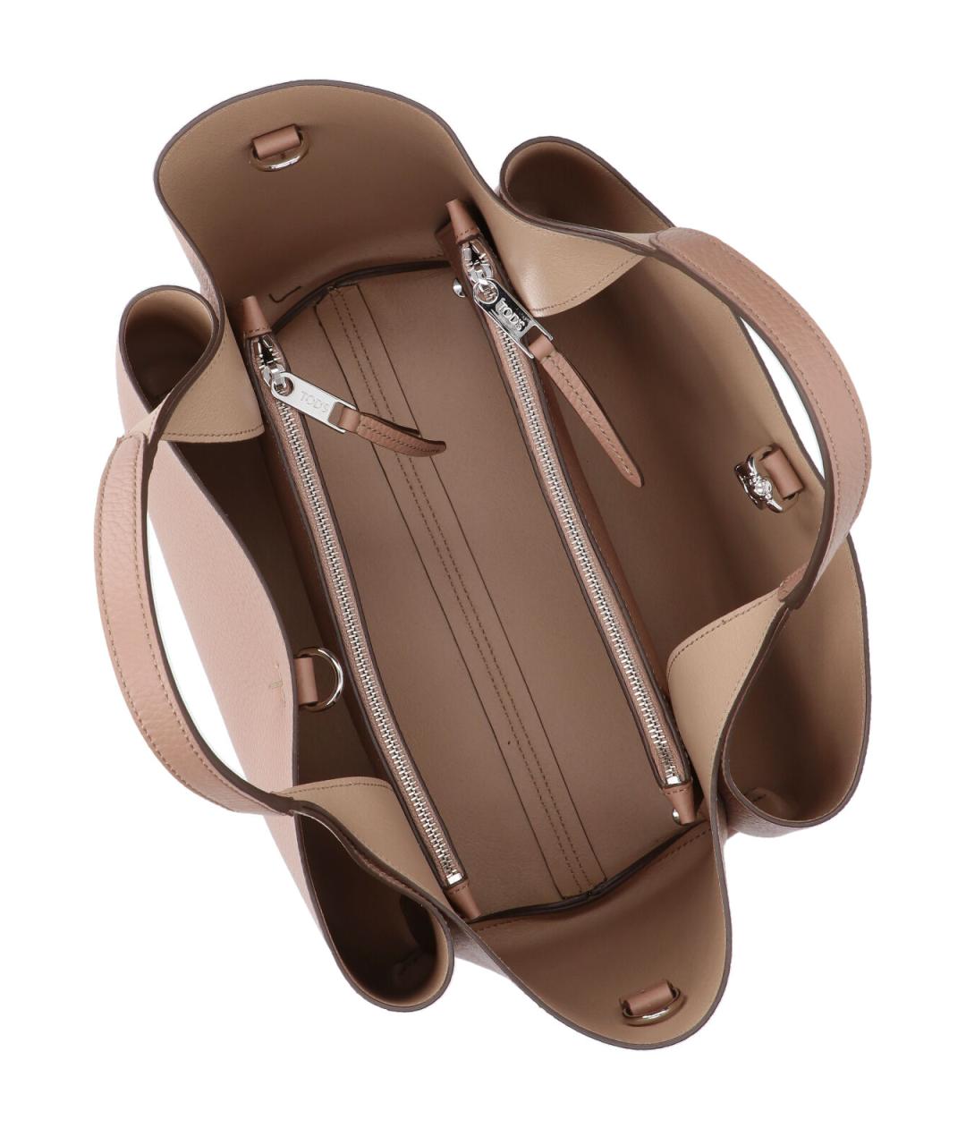 TOD'S Бежевая кожаная сумка тоут, фото 4
