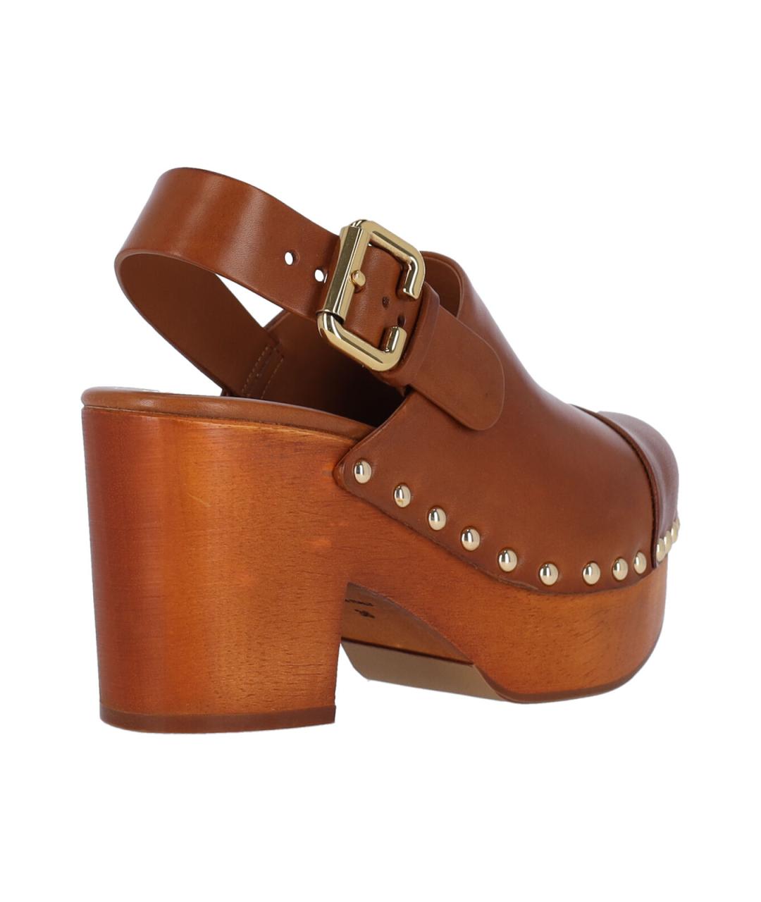CHLOE Коричневые кожаные босоножки, фото 4