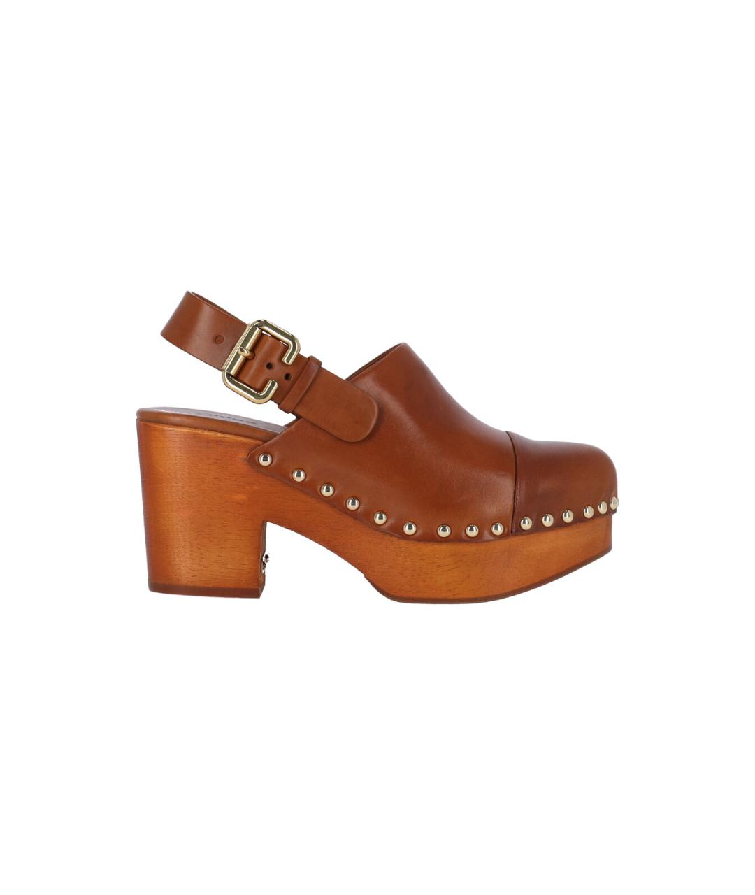 CHLOE Коричневые кожаные босоножки, фото 1