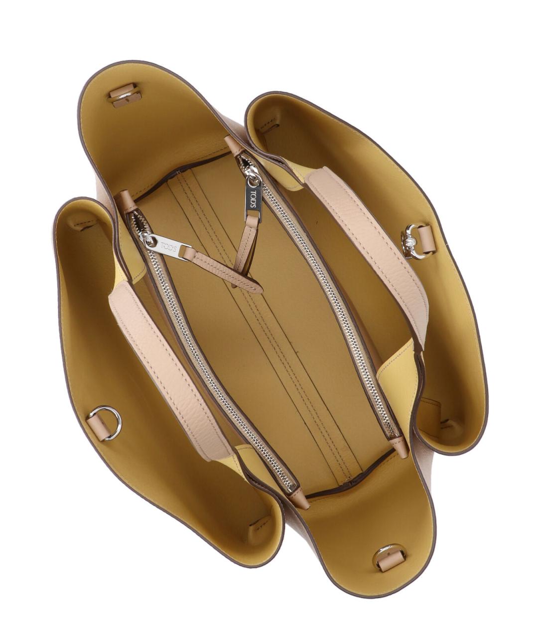 TOD'S Бежевая кожаная сумка тоут, фото 4
