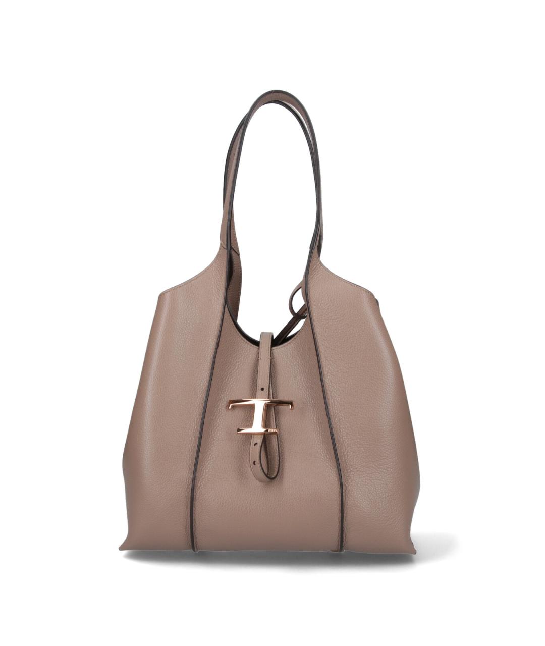 TOD'S Бежевая кожаная сумка тоут, фото 1