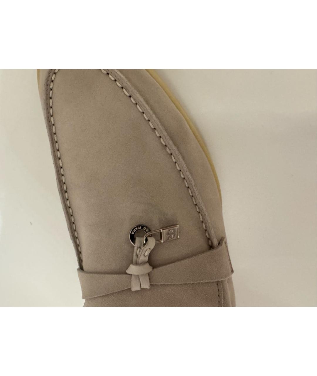 LORO PIANA Бежевые нубуковые лоферы, фото 5