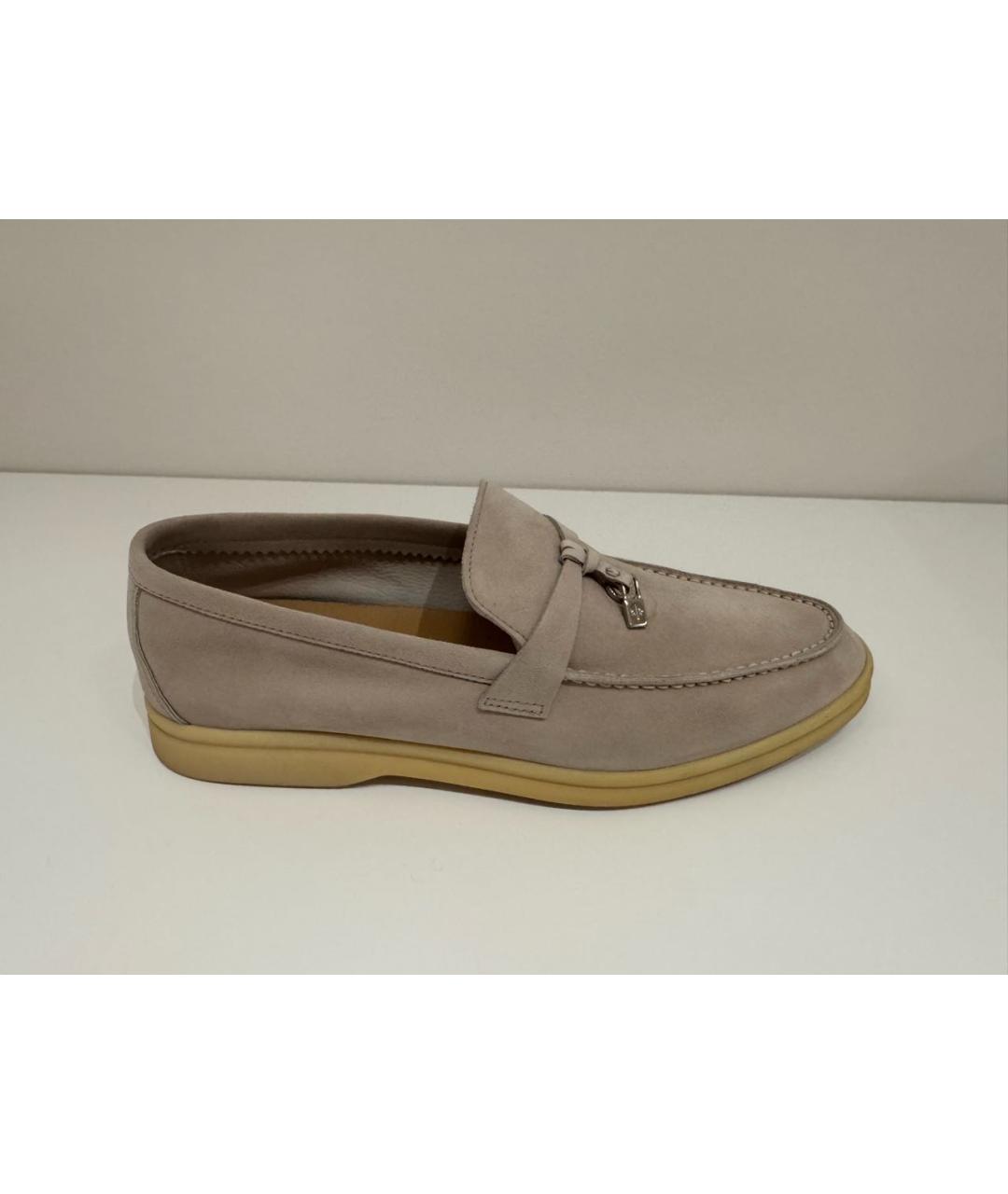 LORO PIANA Бежевые нубуковые лоферы, фото 6