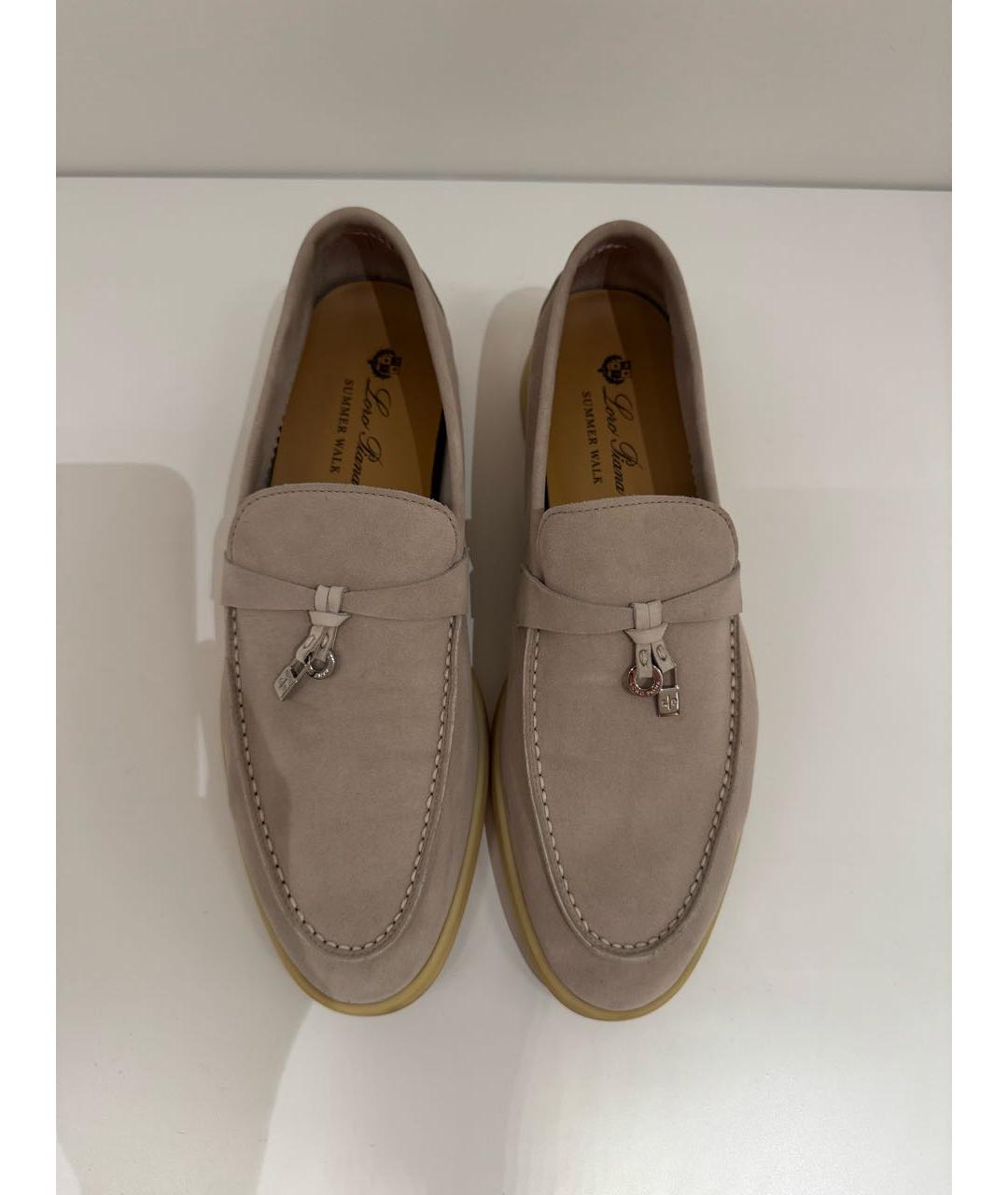 LORO PIANA Бежевые нубуковые лоферы, фото 2