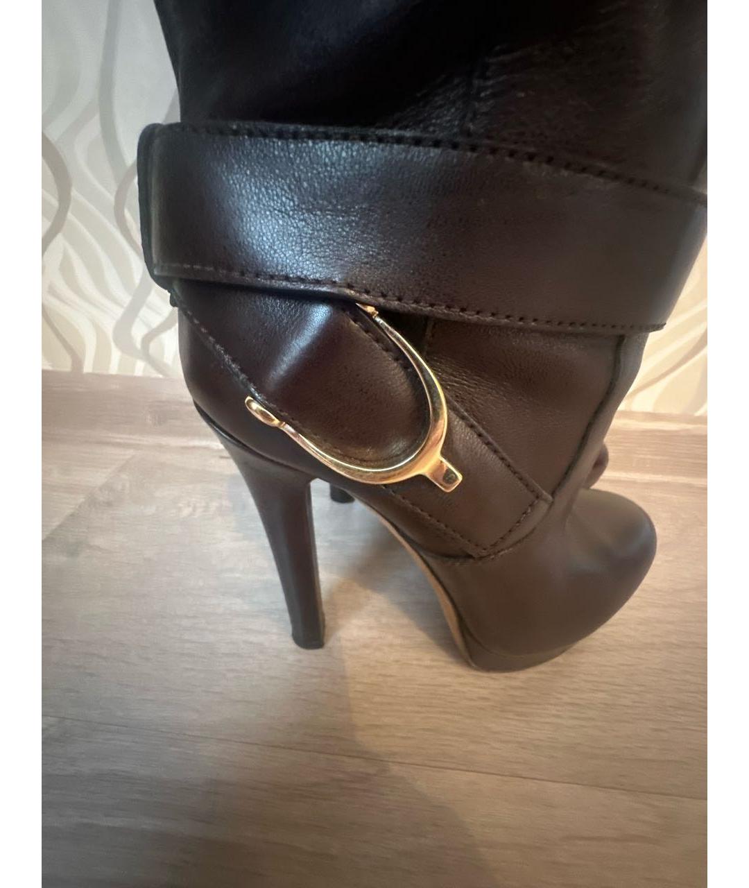 GUCCI Коричневые кожаные сапоги, фото 5