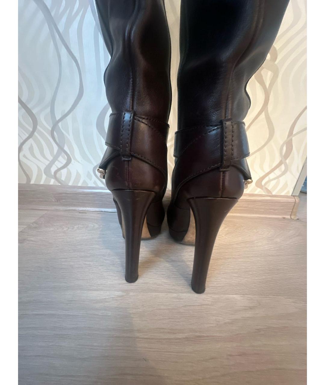 GUCCI Коричневые кожаные сапоги, фото 4