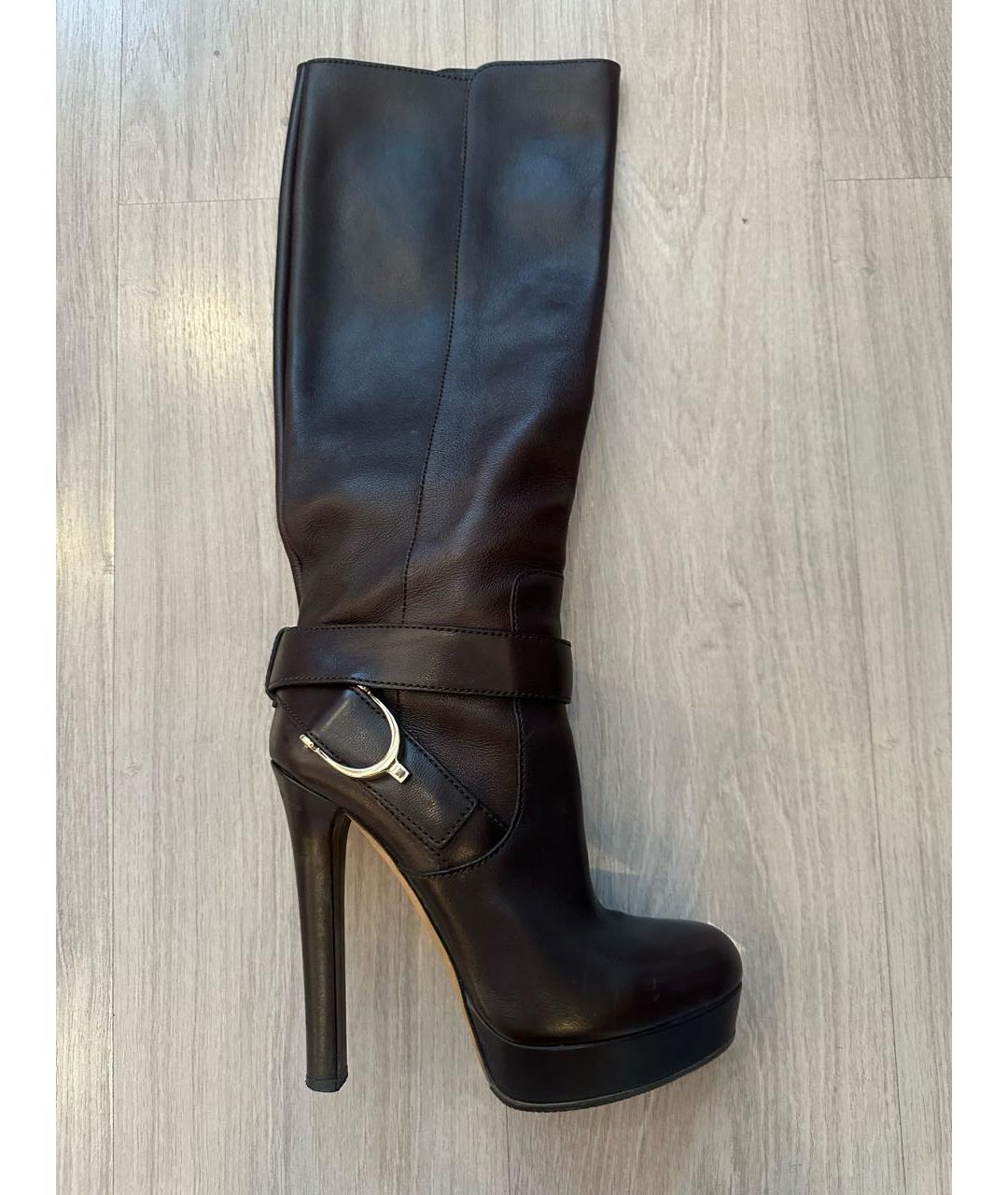GUCCI Коричневые кожаные сапоги, фото 7