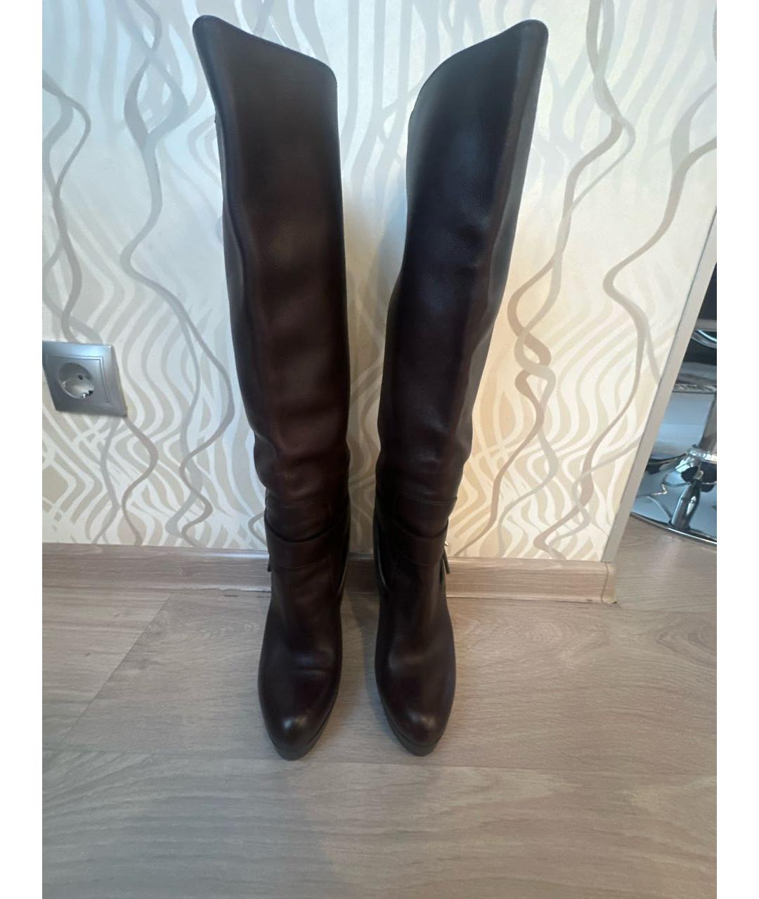 GUCCI Коричневые кожаные сапоги, фото 2