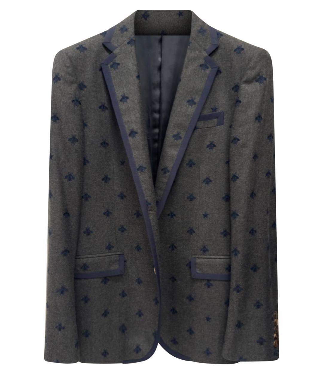 GUCCI Антрацитовый шерстяной пиджак, фото 1
