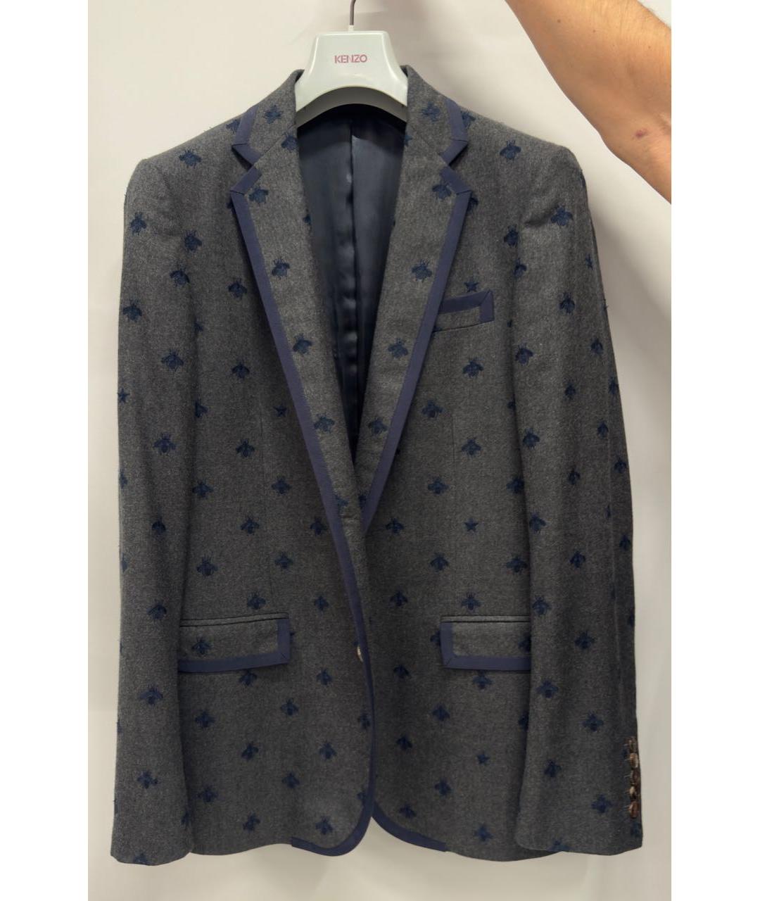 GUCCI Антрацитовый шерстяной пиджак, фото 5