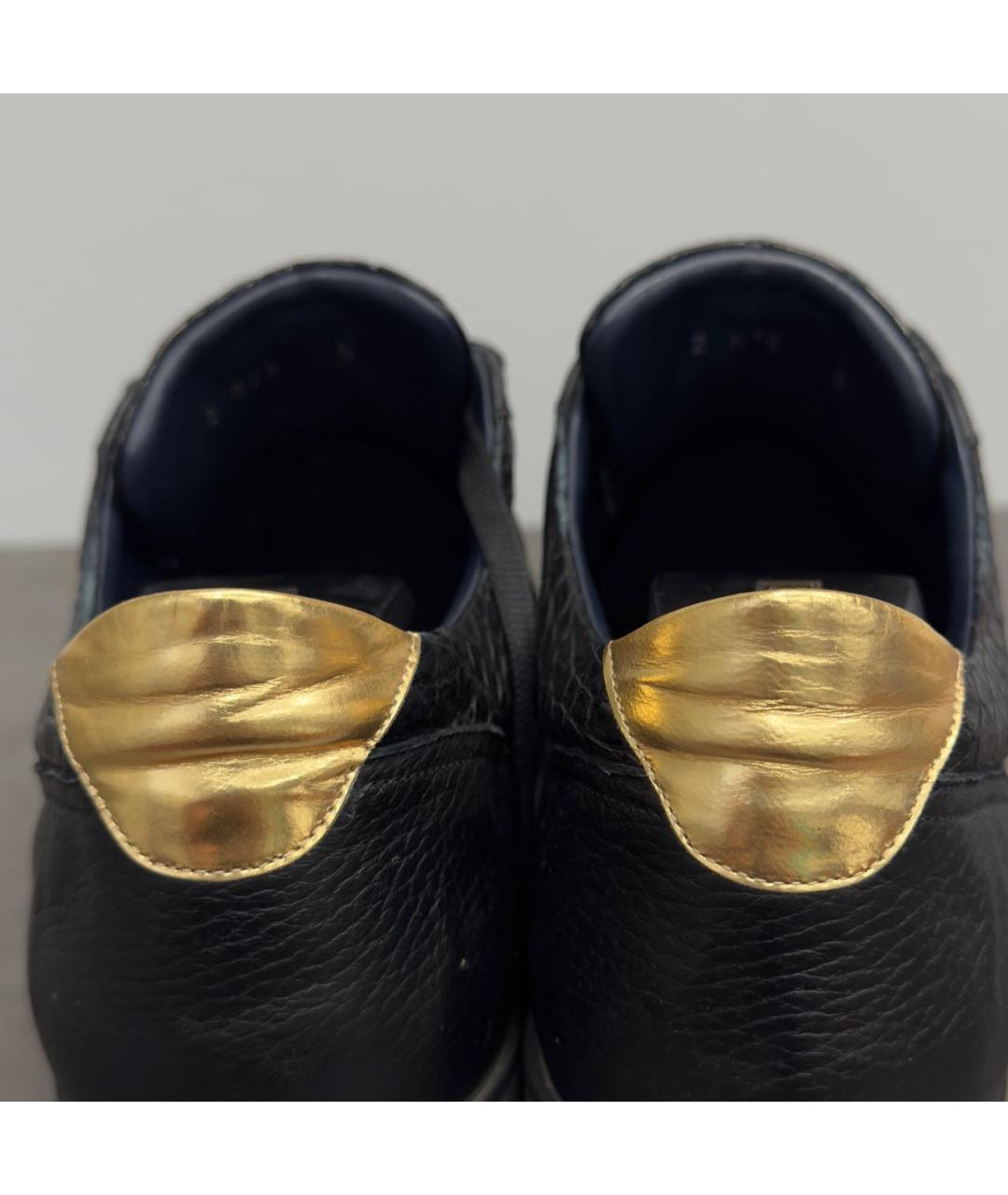 ZILLI Черные низкие кроссовки / кеды из экзотической кожи, фото 4